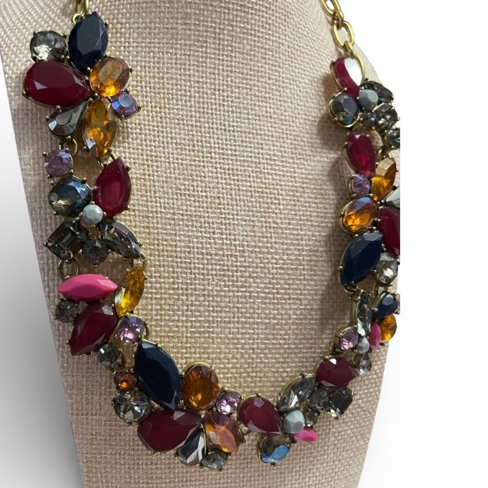 J.Crew Multi-Color Jeweled Bib Statement Necklace - Picture 2 of 7